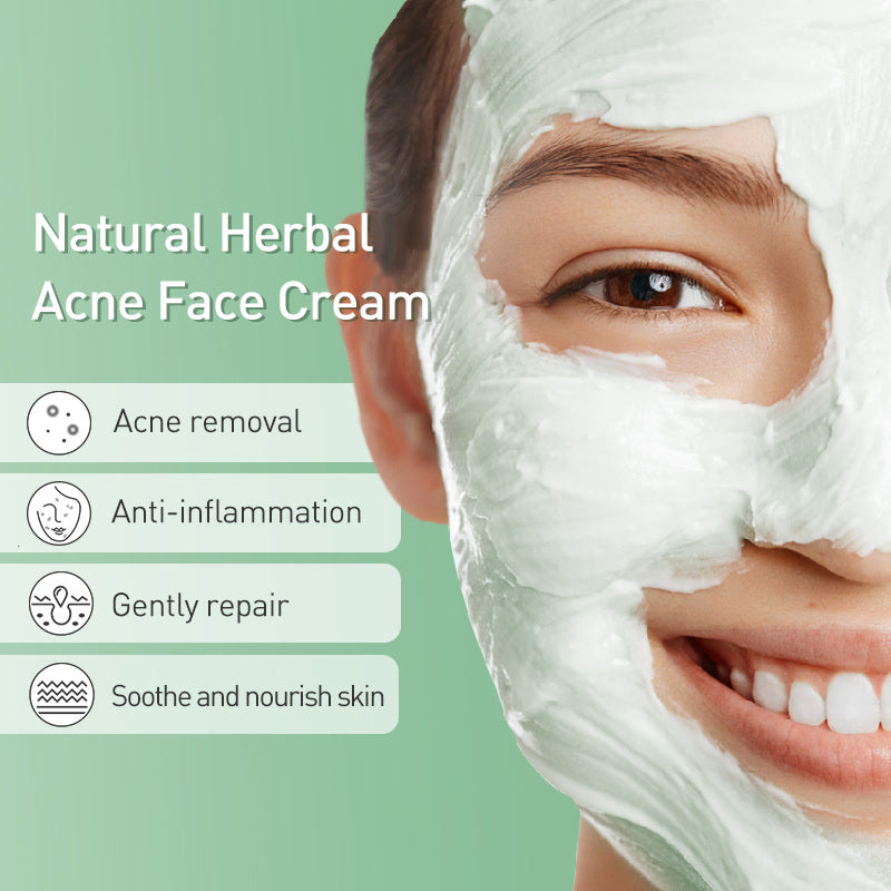 JoyPretty Herbal Skin Care Set Acne Face Cream Tea Tree Serum Treatment Pimple Removal Moisturizing Facial Products Kits 2PCS