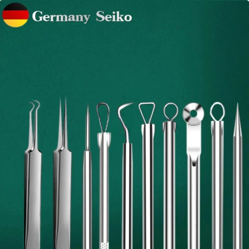 11pcs/set Acne Needle Blackhead Clip Remover Extraction Pore Face Skin Care Cleansing Double Headed Needles Blemish Removal Tool