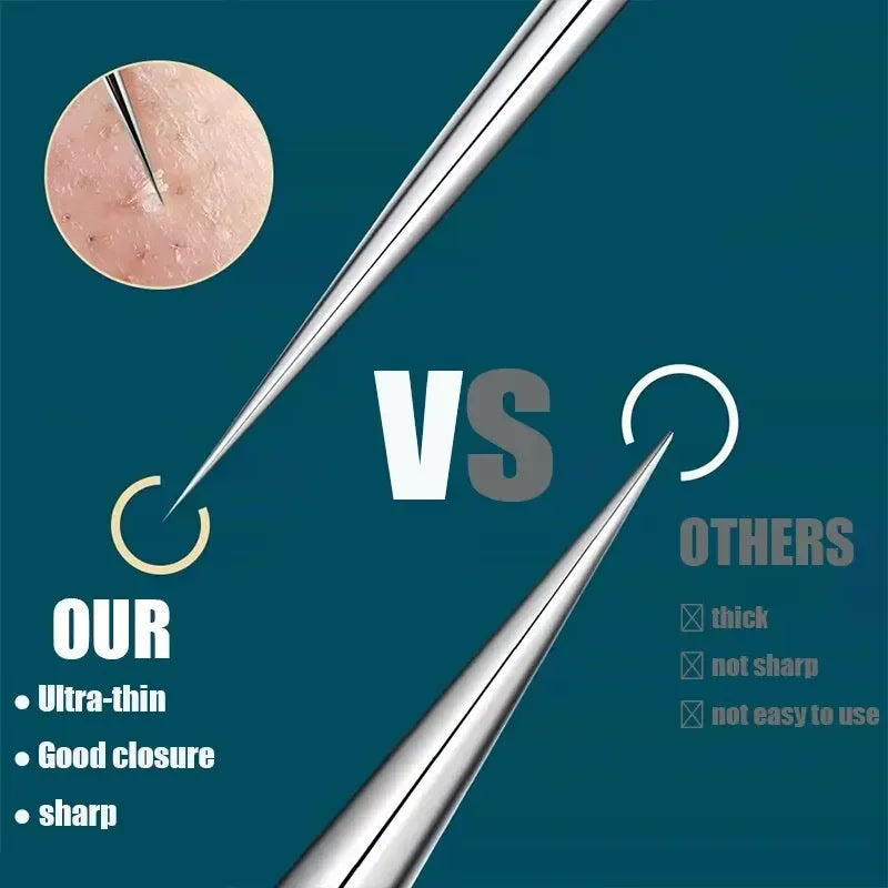 11pcs/set Acne Needle Blackhead Clip Remover Extraction Pore Face Skin Care Cleansing Double Headed Needles Blemish Removal Tool