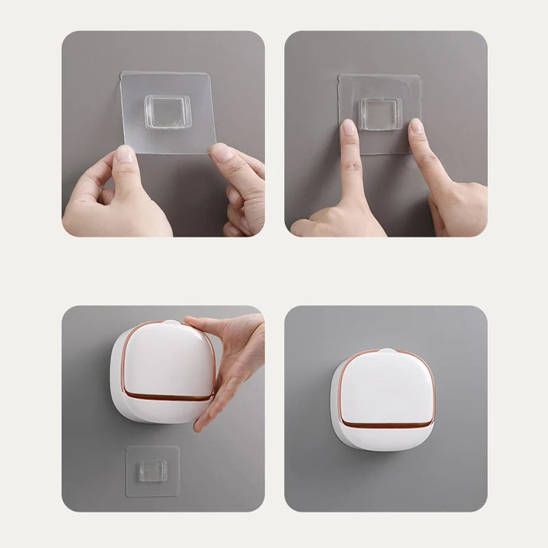 New 1Pcs Wall-mounted Soap Dish With lid, Drain Soap Dish Without drilling, Soap Storage Rack For bathroom, Bathroom Accessories