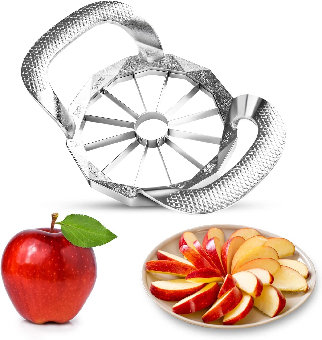 Fruit Cutter, 12-Blade Extra Large Apple Corer,Easy to Use, Time-Saving, Heavy Duty Stainless Steel Apple Slicer And Divider