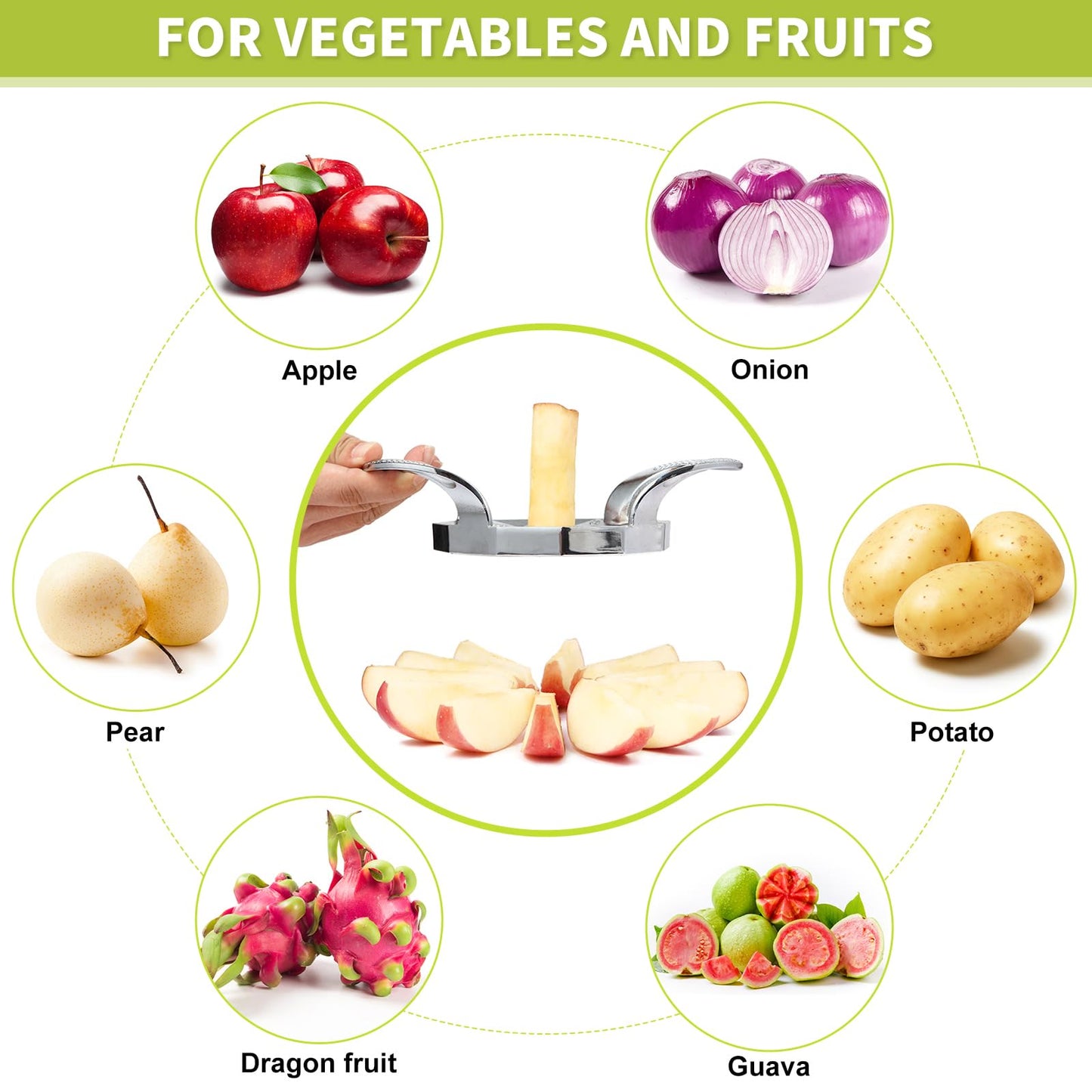 Fruit Cutter, 12-Blade Extra Large Apple Corer,Easy to Use, Time-Saving, Heavy Duty Stainless Steel Apple Slicer And Divider