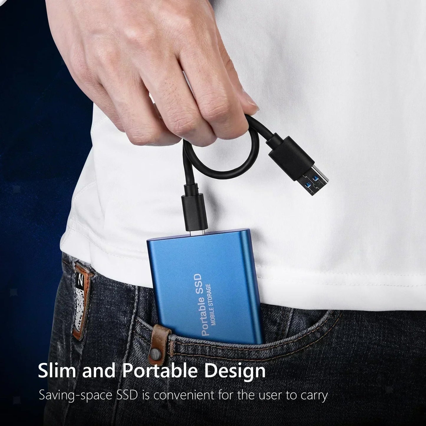 Portable SSD 1TB High Speed External Hard Drive USB 3.1 Type-C Interface Hard Disk 4TB Mass Solid State Drive for Laptop/PC/MAC