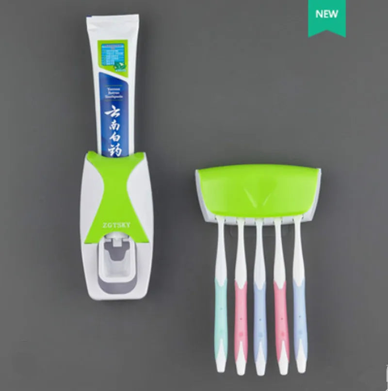 Auto Toothpaste Dispenser Set: 2-PC Wall Mount