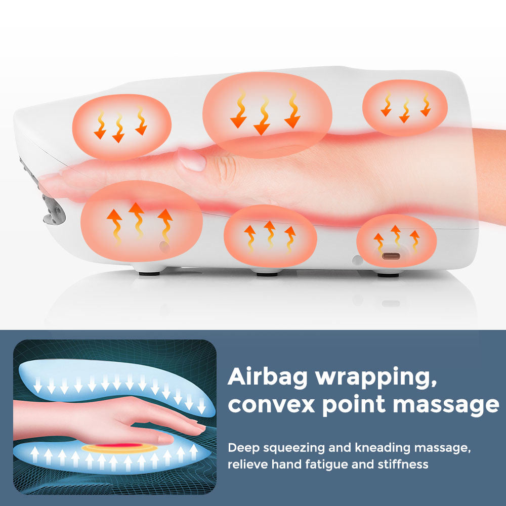 New Hand Massager Acupoint Massage Heated Physiotherapy Air Compression Massage Palm Massager Finger Wrist Spa Relax Pain Relief