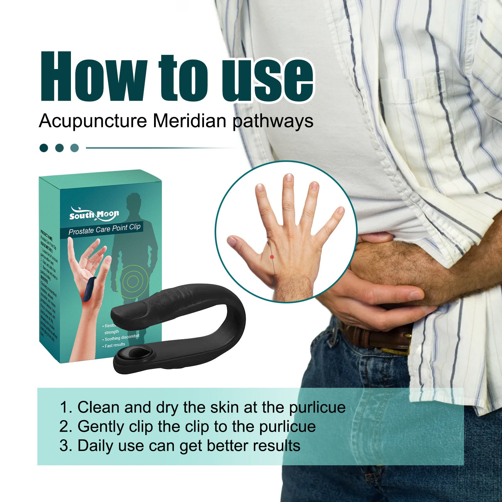 Prostatitis Treatment Clip Cure Sexual Function Inflammation Kidney Deficiency Prostate Care Point Clip Health Product For Men