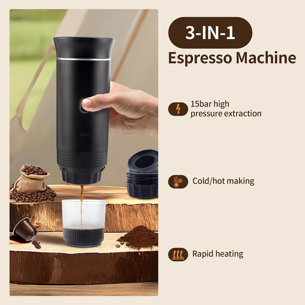 3-in-1 Wireless Capsule Powder Coffee-machine Portable Electric Coffee Maker for Travel Camping Home-made Espresso Coffee maker