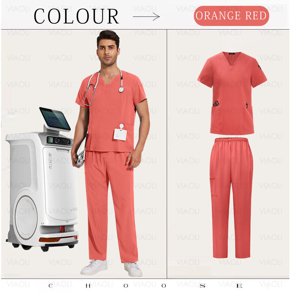 Wholesale Scrub Set Doctor Nurse Medical Clothing Hospital Surgical Uniform Multicolor Women Men Wearwear Clothes Doctor Uniform