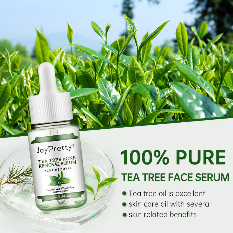 JoyPretty Herbal Skin Care Set Acne Face Cream Tea Tree Serum Treatment Pimple Removal Moisturizing Facial Products Kits 2PCS