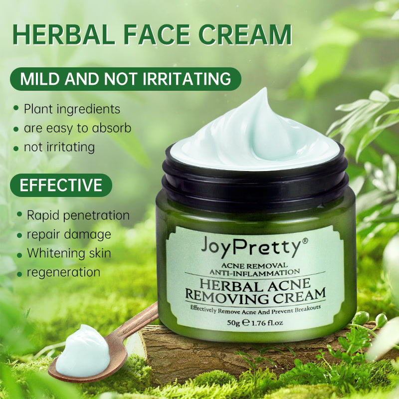 JoyPretty Herbal Skin Care Set Acne Face Cream Tea Tree Serum Treatment Pimple Removal Moisturizing Facial Products Kits 2PCS