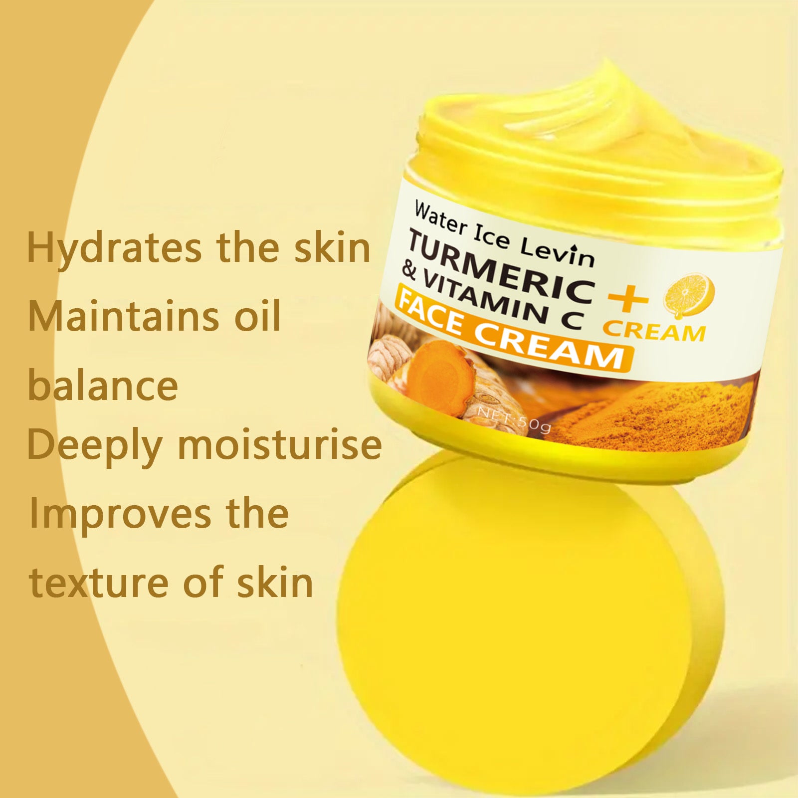 Turmeric Vitamin C Anti-Aging Cream Moisturizing Anti-Wrinkle Collagen Hyaluronic Acid Cream Skin Care Cosmetics 50g