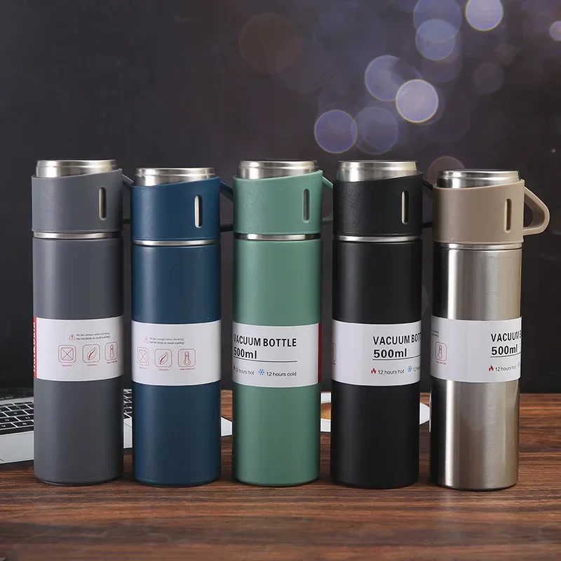 500ML Thermos Bottle Water Insulated Stainless Steel Vacuum Bottles Gift Set Coffee Thermo Suit Portable Business Office