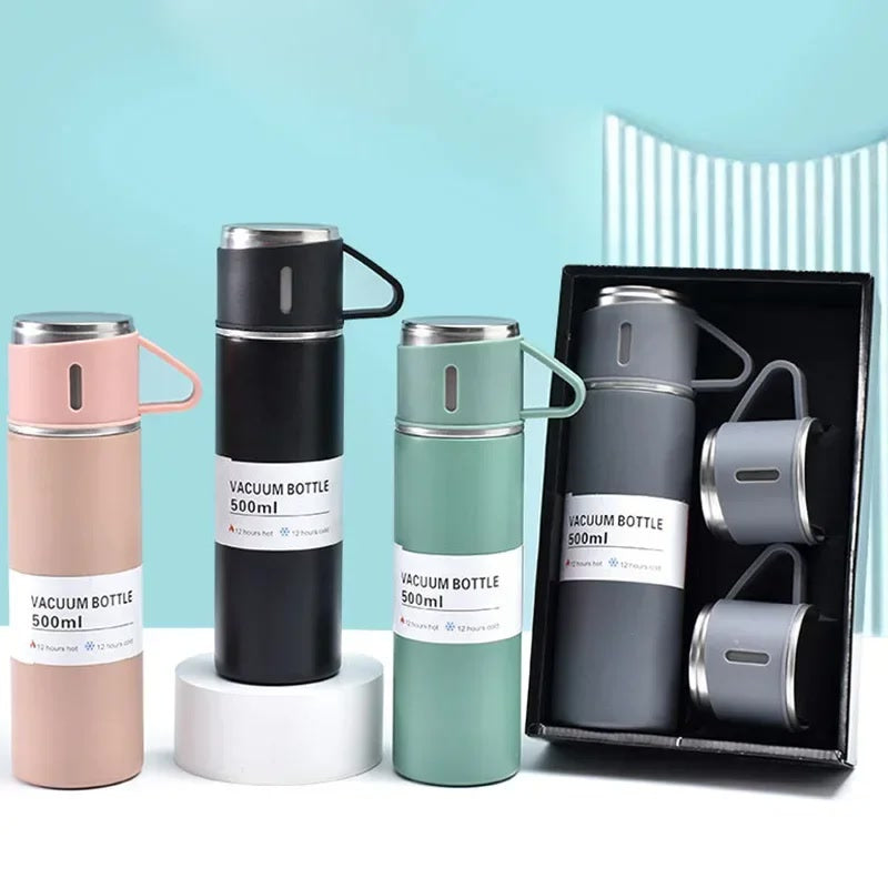 500ML Thermos Bottle Water Insulated Stainless Steel Vacuum Bottles Gift Set Coffee Thermo Suit Portable Business Office