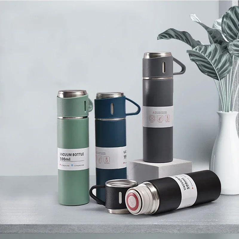 500ML Thermos Bottle Water Insulated Stainless Steel Vacuum Bottles Gift Set Coffee Thermo Suit Portable Business Office