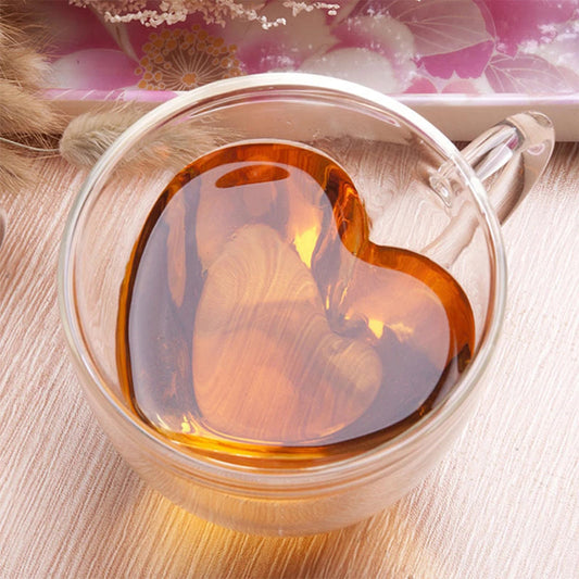 Heart Mug Set: Double Glass Cups