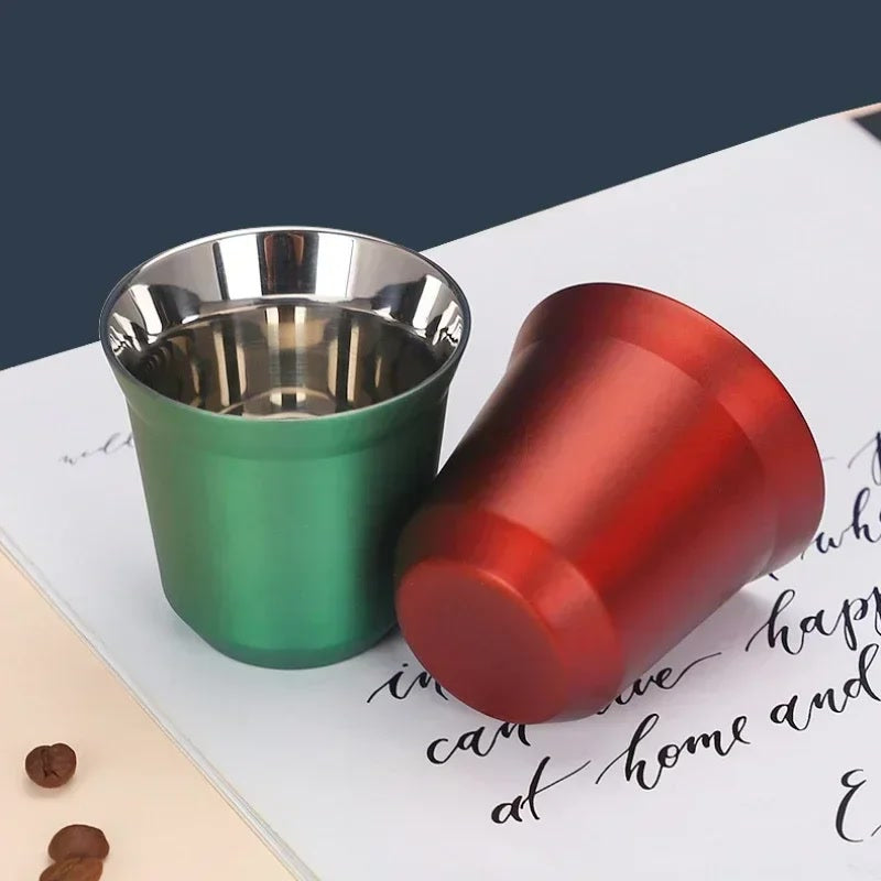 80ml Espresso Mugs Small Wine Glass 304 Stainless Steel Coffee Cups Double Wall Heat Insulated Capsule Cup Dishwasher Safe cup