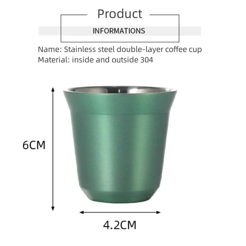 80ml Espresso Mugs Small Wine Glass 304 Stainless Steel Coffee Cups Double Wall Heat Insulated Capsule Cup Dishwasher Safe cup