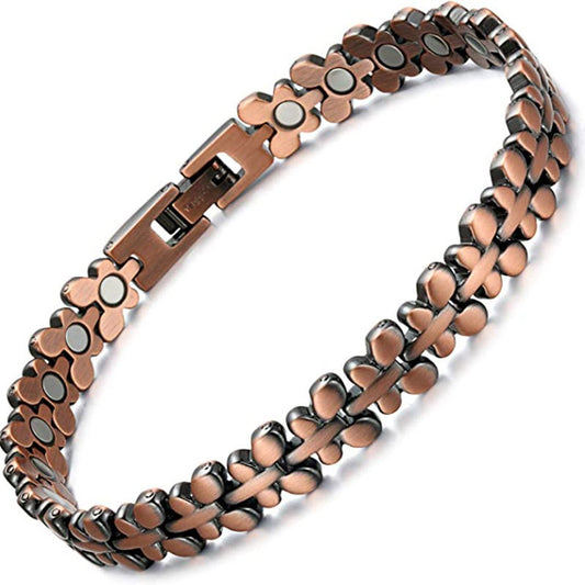 Vintage Copper Color Magnetic Bracelet for Women Arthritis Pain Relief Adjustable Energy Blood Pressure Butterfly Shape Bracelet