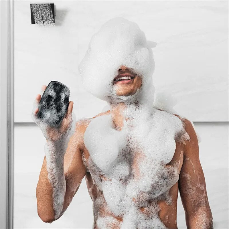 Exfoliating Silicone Bath Brush Portable Wall Mounted Shampoo Brush Bath Face Washing Cleaning Brush Bath Gadget
