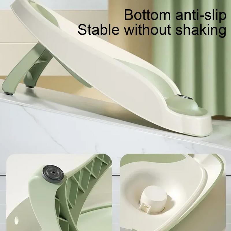 Baby Bath Support Non-slip Soft Support Kids Shower Chair with Drain Holes & Temperature Sensing Ergonomic Baby Bathtub Seat