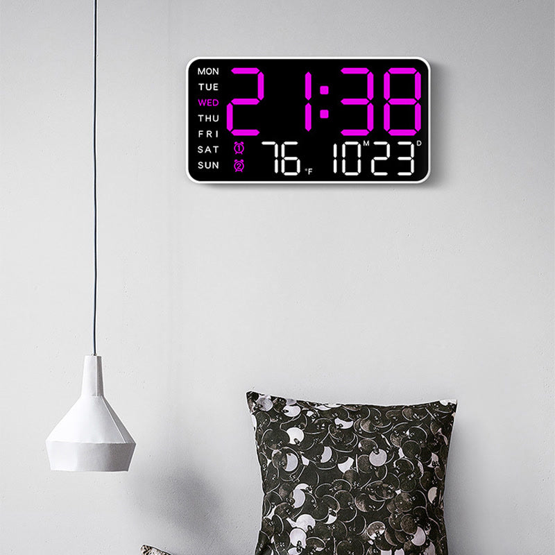 Large Digital Wall Clock Temp Date Week Display Remote Control USB Powered Table Clock Wall-mounted Dual Alarms LED Clocks