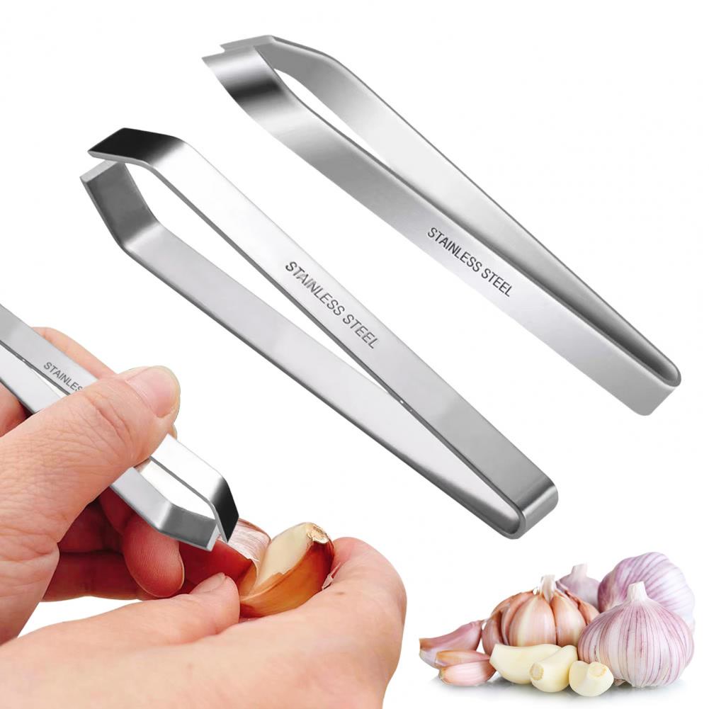 2Pcs Garlic Peeler Stainless Steel Garlic Skin Remover Garlic Peeling Tool Manual Tweezers Gadgets Kitchen Accessories