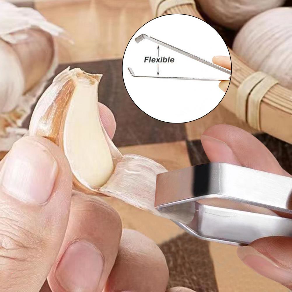 2Pcs Garlic Peeler Stainless Steel Garlic Skin Remover Garlic Peeling Tool Manual Tweezers Gadgets Kitchen Accessories