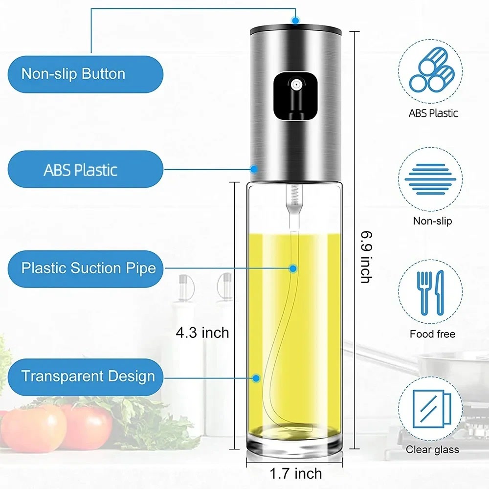 Glass Oil Sprayer for Cooking Olive Spray Mister for Salad BBQ Kitchen Baking Empty Vinegar Bottle