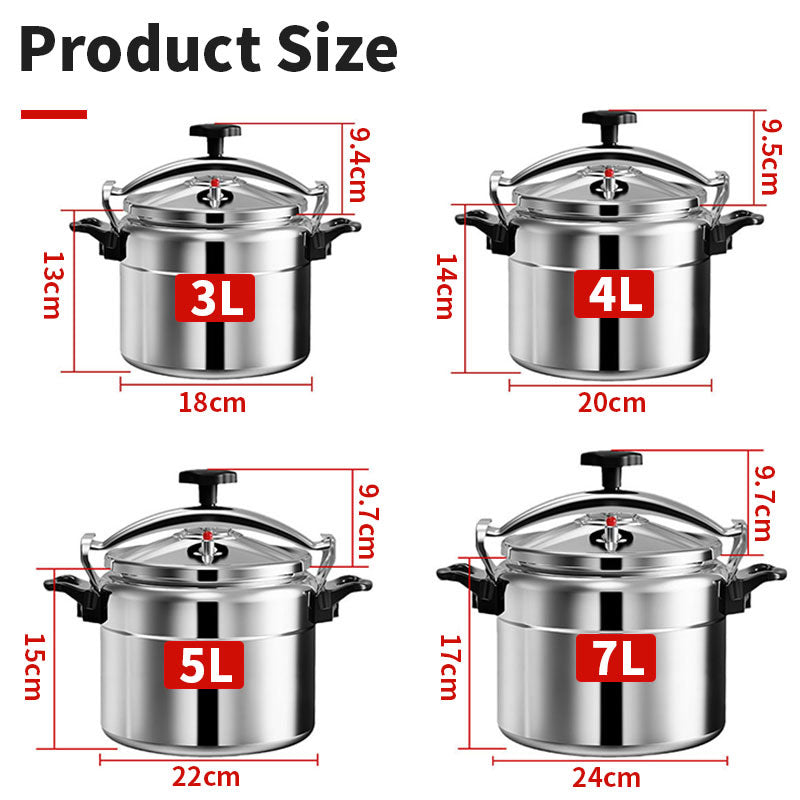 Aluminum 3L/4L/5L/7L Capacity Pressure Cooker Only for Gas Safe Explosion Proof Pressure Canner with Easy Lock Lid