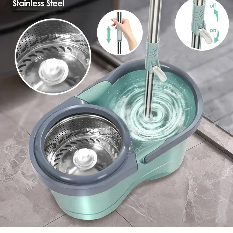 NEW HOT spin mop, automatic rotating mop / mop replacement head, clean microfiber tow bucket lazy magic mop bucket.