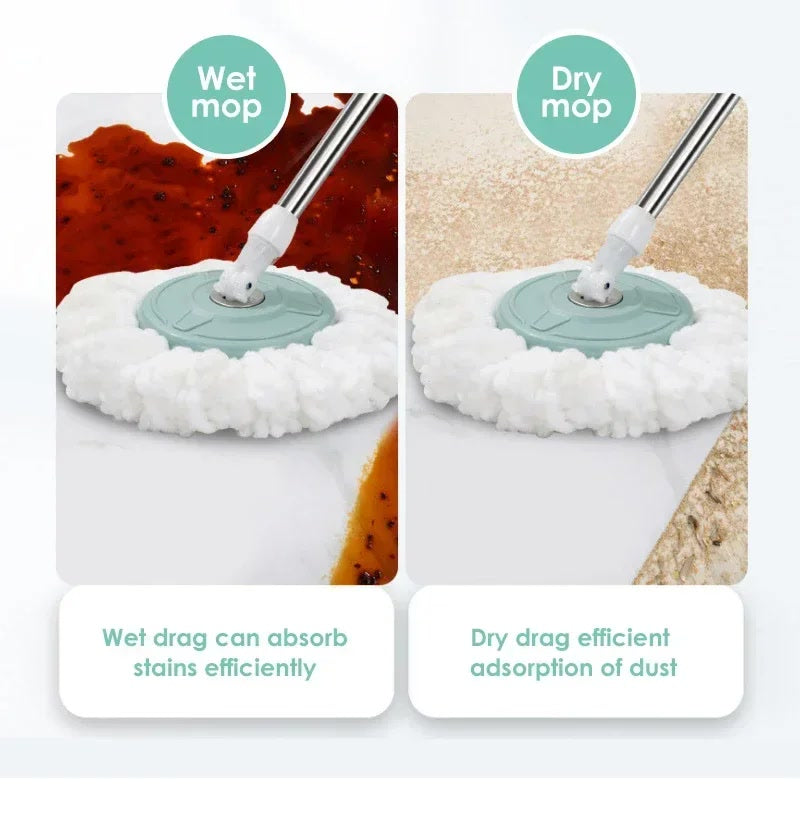 NEW HOT spin mop, automatic rotating mop / mop replacement head, clean microfiber tow bucket lazy magic mop bucket.