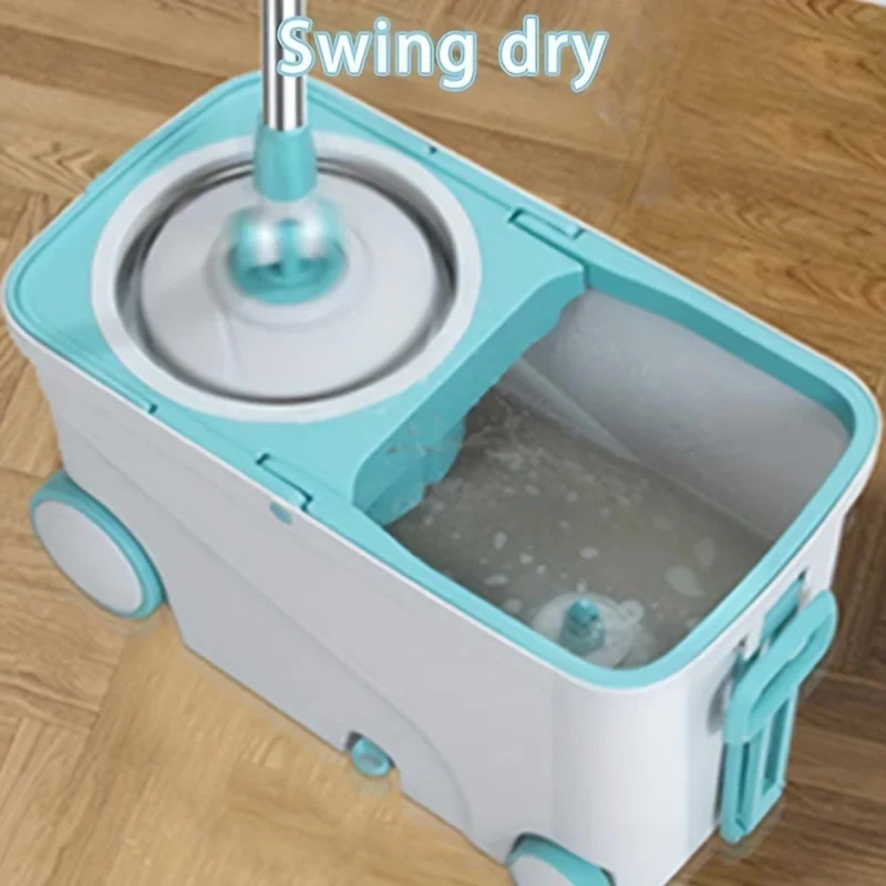Wheeled Hands-free Spin Mop Set with Detachable Hanging Bucket,Washing and Cleaning2-in-1,Suitable for Bedroom,Living Room,Etc