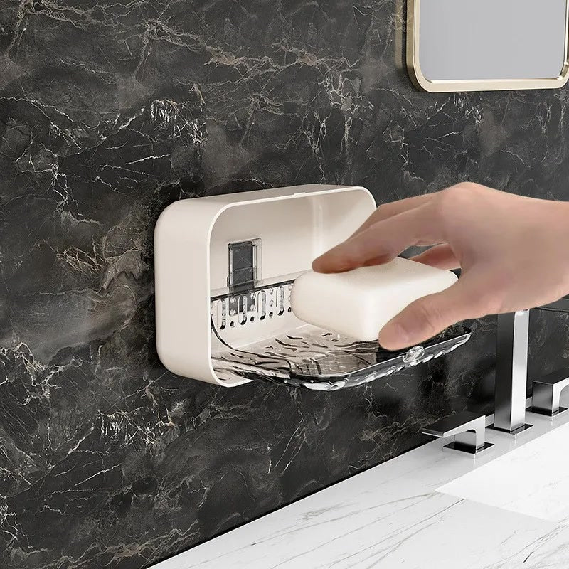 Bathroom Soap Holder Free-Punching Wall Mounted Soap Sponge Holder Organizer Double Drainage Soap Dish Bathroom Accessories