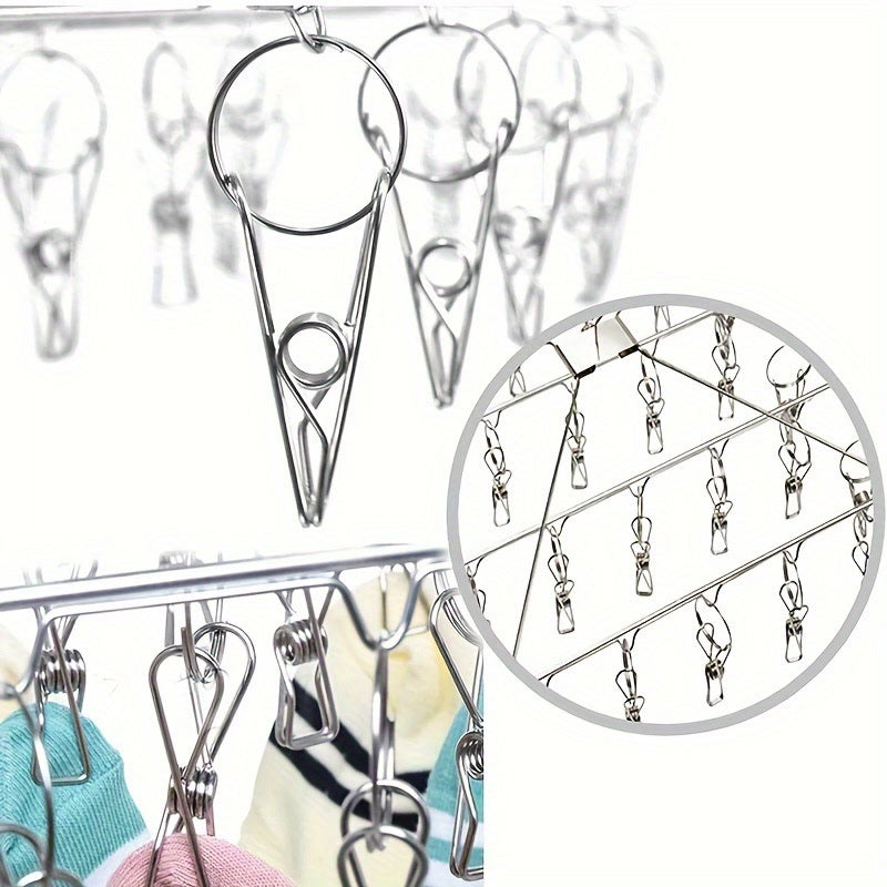 Stainless Steel Windproof Clothespin Laundry Hanger Bra Sock Towel Clothesline Hook Clothes Rack Peg Dryer Airer Drying