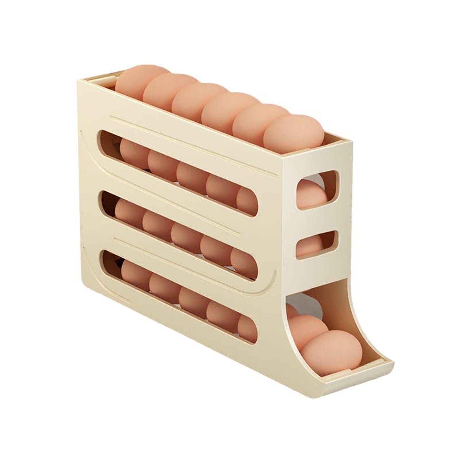 4 Tier Egg Dispenser Auto Rolling Eggs Holder Rack Egg Storage Container for Refrigerator Kitchen Refrigerator Eggs Tray