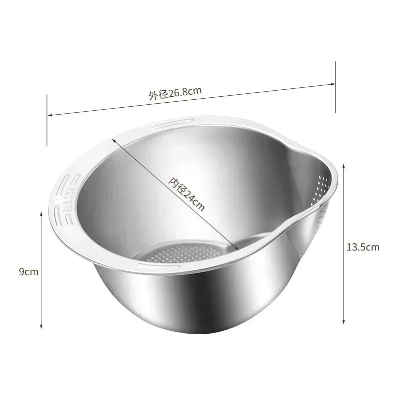 Rice Washer Strainer Bowl Stainless Steel 304 Rice Washing Bowl Rice Sieve Colander Fruit And Vegetable Strainer Kitchen Tools