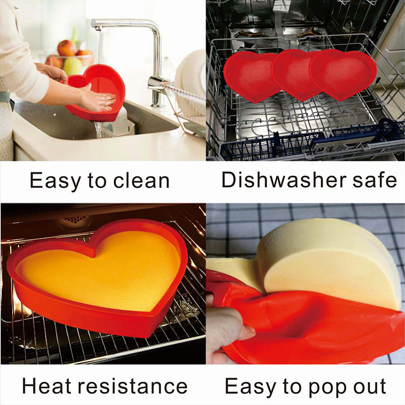 Silicone Heart Shaped Cake Pans for Baking 10inch Cake Molds for Chocolate Non-stick Food Grade silicone bakeware Easy Clean