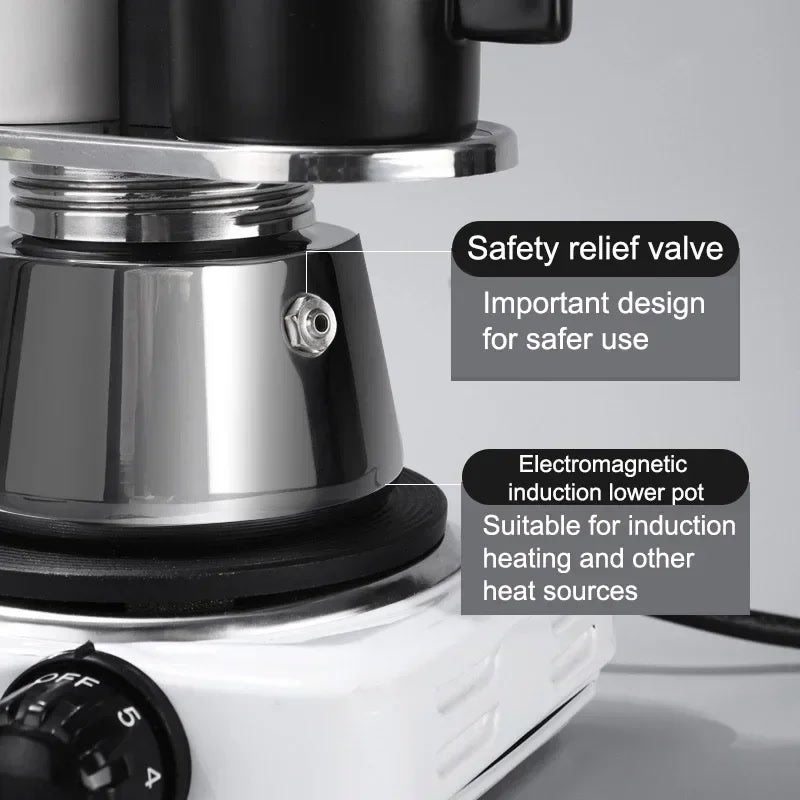 Mini 100ml Moka Pot Double Tube Coffee Pot Stainless Steel Italian Coffee Maker Espresso Utensils Kettle Electric Stove Heating