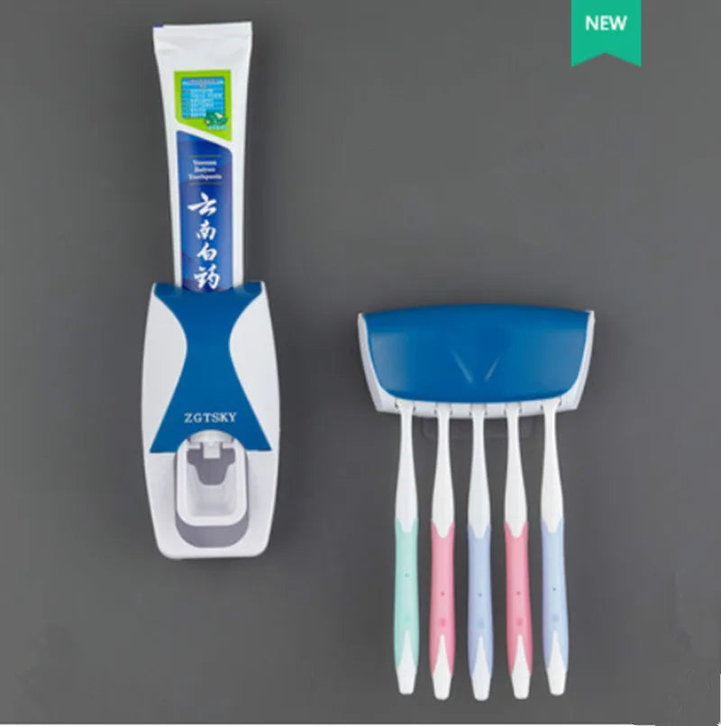 Auto Toothpaste Dispenser Set: 2-PC Wall Mount