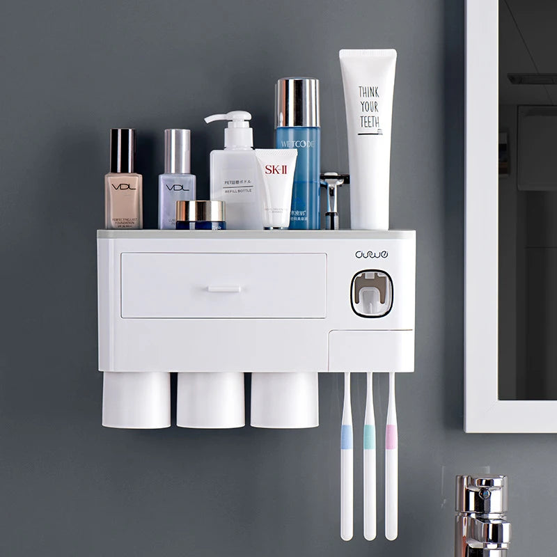 Home-Restroom Organizer: Toothpaste & Brush