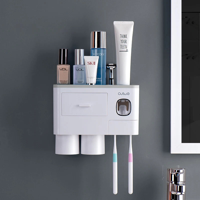 Home-Restroom Organizer: Toothpaste & Brush