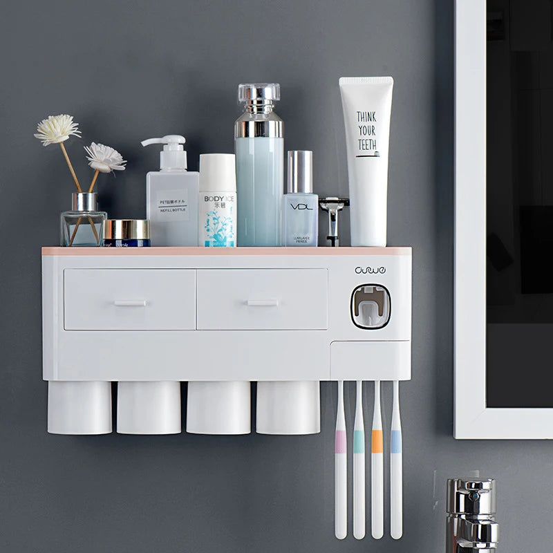 Home-Restroom Organizer: Toothpaste & Brush