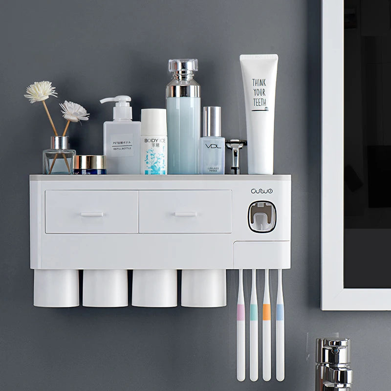 Home-Restroom Organizer: Toothpaste & Brush