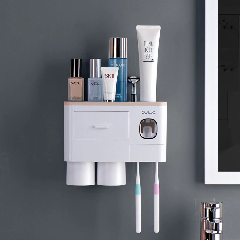 Home-Restroom Organizer: Toothpaste & Brush