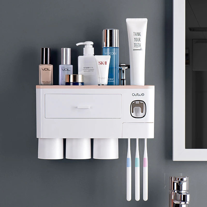 Home-Restroom Organizer: Toothpaste & Brush