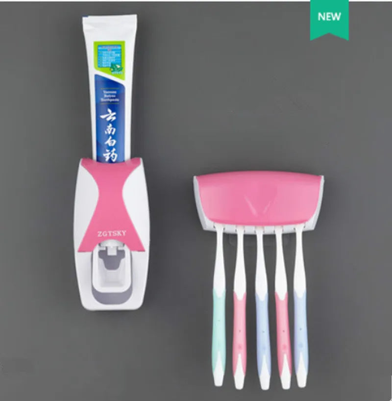 Auto Toothpaste Dispenser Set: 2-PC Wall Mount
