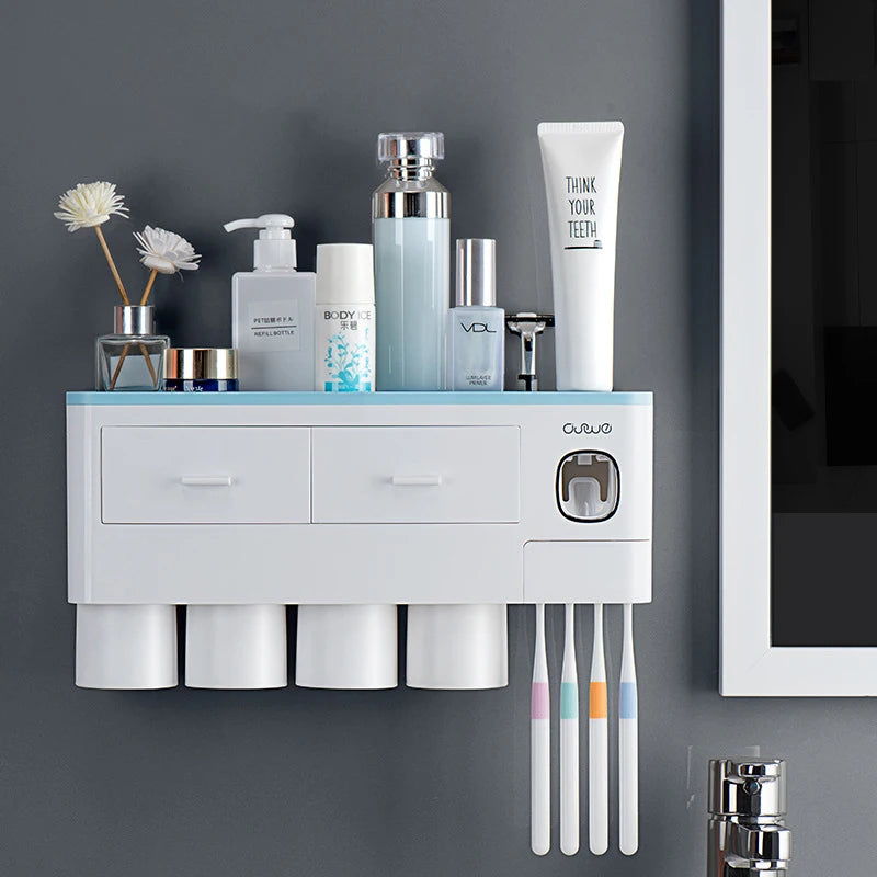 Home-Restroom Organizer: Toothpaste & Brush