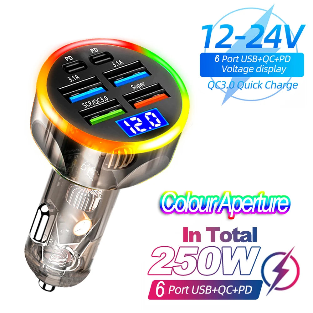 250W PD 6-Port Car Charger