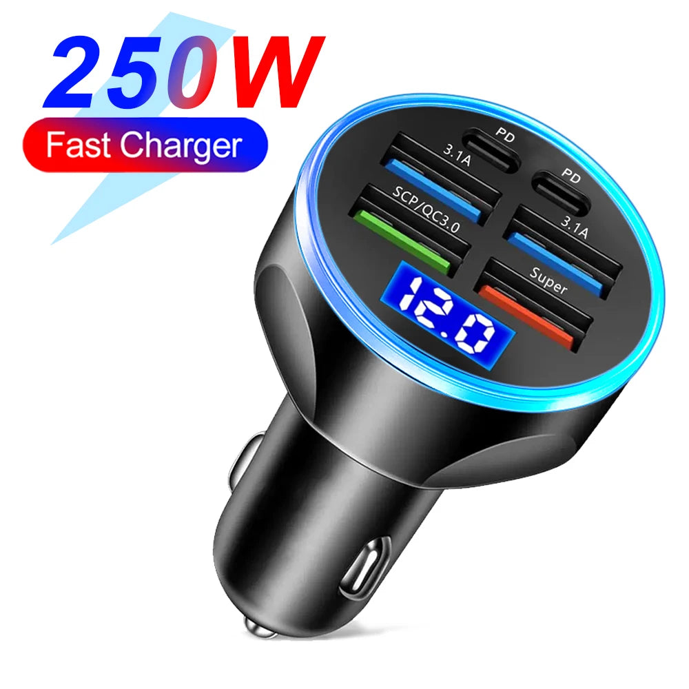 250W PD 6-Port Car Charger